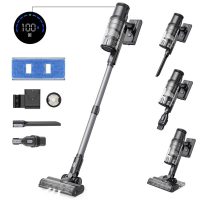 Proscenic P11 Mopping Akku Staubsauger kabellos mit Wischfunktion, 35KPA/500W/50Min Staubsauger und Mop 2 in 1, Akkusauger Kabellos Anti-Tangle für Teppich/Vorhang/Haustierhaarn