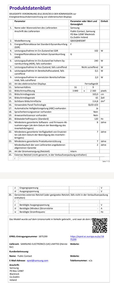 Samsung Neo QLED 4K QN85D 65 Zoll Fernseher, TV mit Neural Quantum 4K AI Gen2 Prozessor, Quantum-Matrix-Technologie, AI 4K Upscaling, Smart TV, KI TV, 65QN85D,[2024]