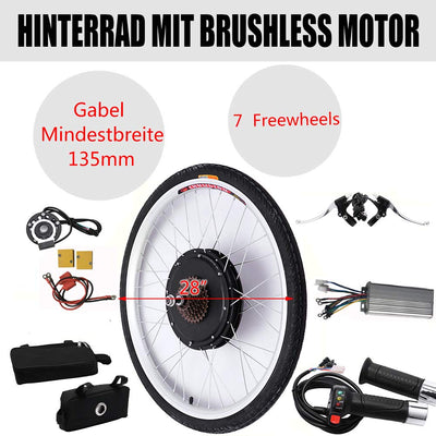 OBLLER 28" 48V/1000W Elektro-Fahrrad Kit Hinterrad Ebike Elektrofahrrad Umbausatz Kit (48V 1000W)
