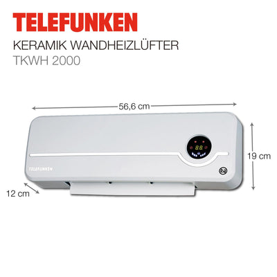 Telefunken TKWH 2000 – Kompakter Keramik-Wandheizlüfter mit Oszillation und intelligenter Temperaturregelung – Die ideale Lösung für effiziente und gleichmäßige Wärmeverteilung an kalten Tagen