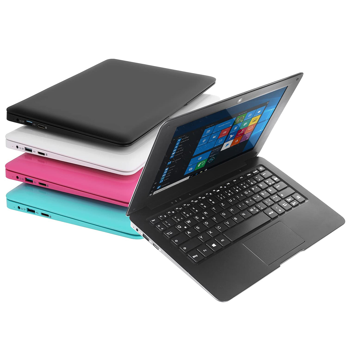 Bigmachine Computer Laptop Mini 10,1 Zoll 32 GB Windows 10 ultradünnes und leichtes Netbook Quad Core PC HDMI USB Webcam Netflix YouTube QWERTZ Layout (Schwarz)