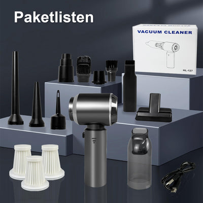 XWGKLN Handstaubsauger Akku, 16000PA Kabellos Autostaubsauger, 4 in 1 Auto Staubsauger &Gebläse mit USB, Mini Kleiner Staubsauger für Auto,Outdoor, Haus, Office Reinigung und Tierhaare