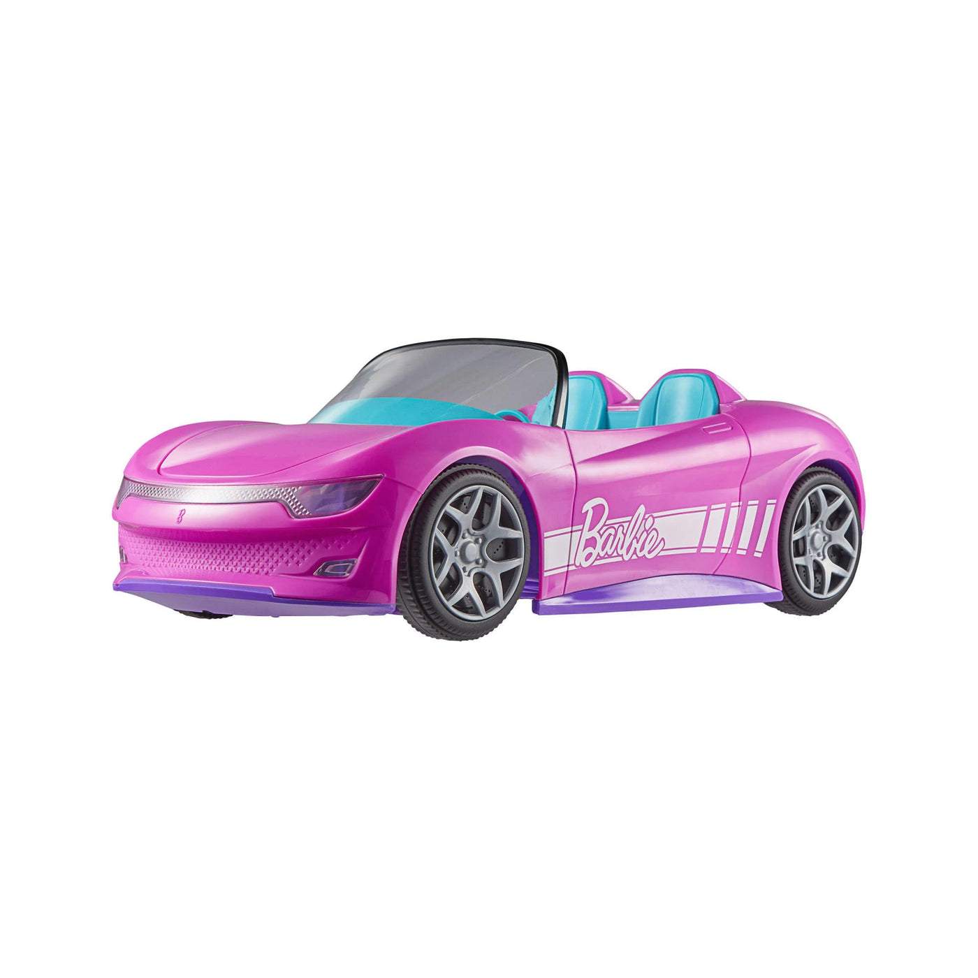 Hot Wheels Barbie Spielzeugauto, ferngesteuertes pinkfarbenes Cabrio, Platz für 2 Barbie-Puppen und Kofferraum lässt sich zum Aufbewahren öffnen, Stickerbogen für Gestaltungsmöglichkeiten, JBH05