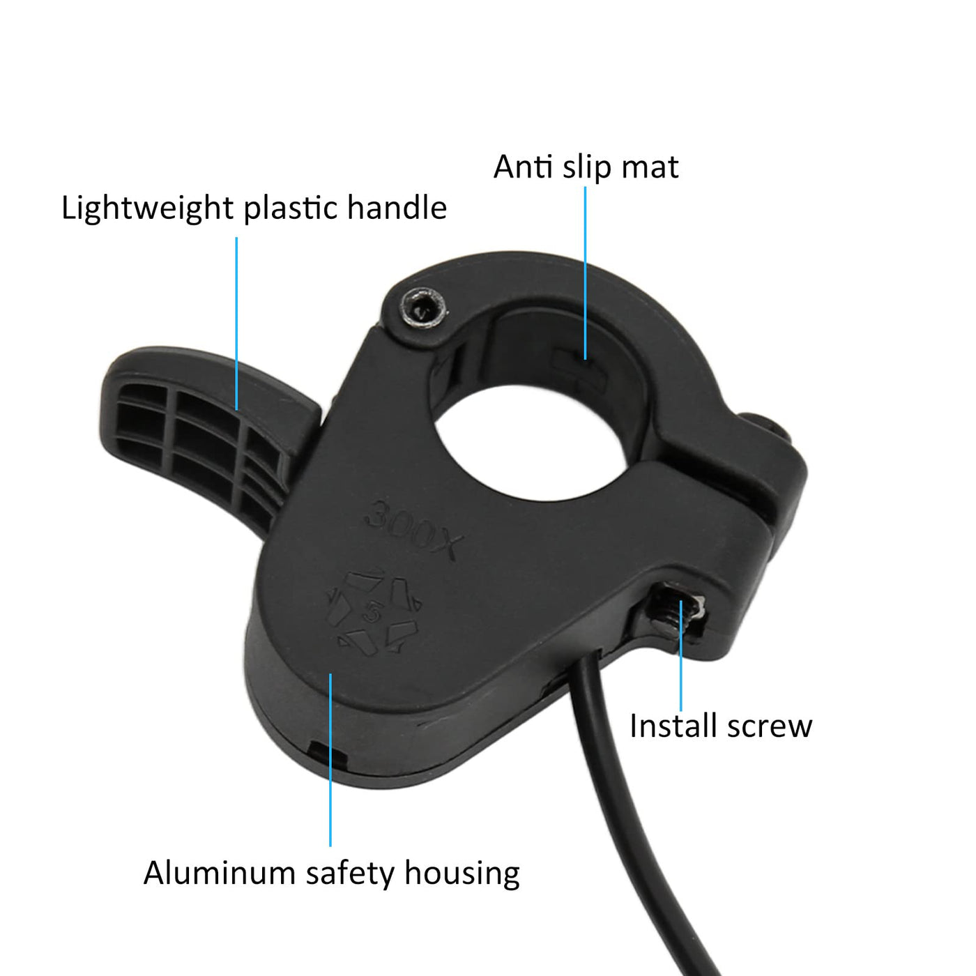 Dioche Daumengas Elektroroller, Elektrisches Fahrrad Daumengashebel Fahrrad 300X Geschwindigkeitsregler Beschleuniger Umbauteil mit wasserdichtem Anschluss