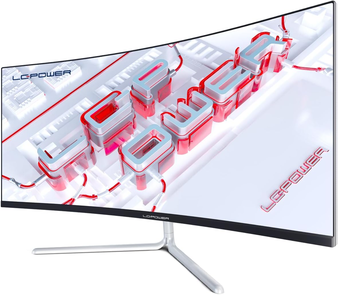 LC-Power LC-M34-UWQHD-100-C-V3 Gaming Monitor 34" Curved Ultra WQHD Display 21:9, 100Hz, 1500R, Adaptive Sync, VA, 1*HDMI, DP, DVI,AUX, schwarz weiß