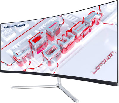 LC-Power LC-M34-UWQHD-100-C-V3 Gaming Monitor 34" Curved Ultra WQHD Display 21:9, 100Hz, 1500R, Adaptive Sync, VA, 1*HDMI, DP, DVI,AUX, schwarz weiß