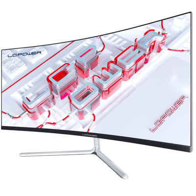 LC-Power LC-M34-UWQHD-100-C-V3 Gaming Monitor 34" Curved Ultra WQHD Display 21:9, 100Hz, 1500R, Adaptive Sync, VA, 1*HDMI, DP, DVI,AUX, schwarz weiß