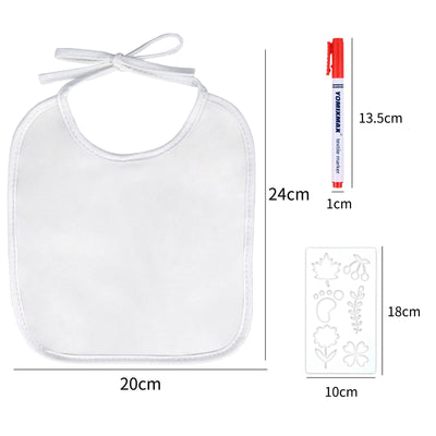 Faburo 12 Stück Baby Lätzchen zum Bemalen, 20 * 24cm Baby Lätzchen aus Baumwolle Doppelseitig mit 14pcs Farbigem Textilstift 5pcs Malen Schablonen für Babyshower Party