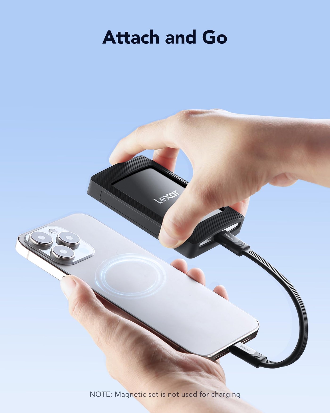 Lexar SL500M 1TB Externe SSD mit Magnetsatz, USB3.2 Gen2x2 Portable SSD, bis zu 2000MB/s Lesen, Kompaktes Externe Solid State Drive Ultra Slim Kompatibel mit iPhone 15 Serie/Mac/PS5/XBOX/Laptop/PC