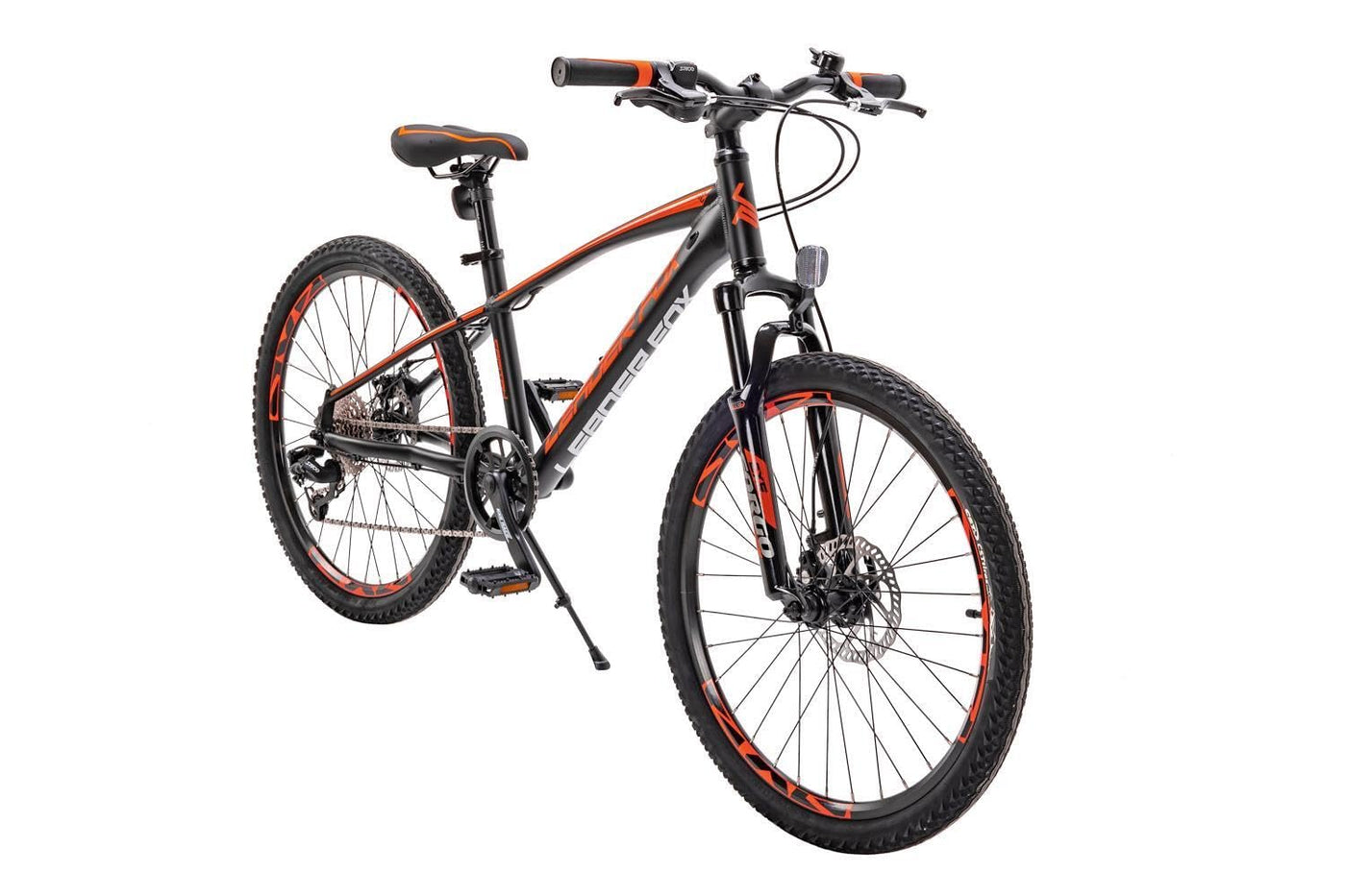 24 Zoll Alu Mountainbike Leader Fox Capitan 8 Gang Scheibenbremsen Schwarz Orange