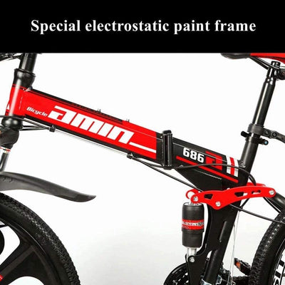 Wmmner Faltbares Herren-Mountainbike, 24/26 Zoll Mountainbike-Alauninum Mtb Fahrrad Radfahren Urban Pendler Stadtfahrrad, 24-Stufenschaltung, 24 Zoll