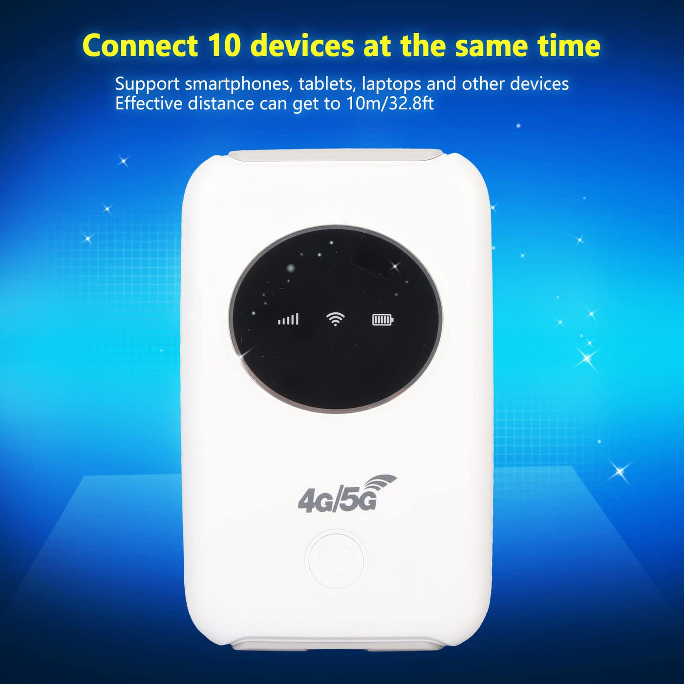 Asixxsix Tragbarer 5G-WLAN-Hotspot-Netzwerk-Router mit SIM-Kartensteckplatz, 300 Mbit/s Hochgeschwindigkeit, Anschluss von Bis zu 10 Geräten, Geeignet für Reisen, Arbeit, Live-Streaming