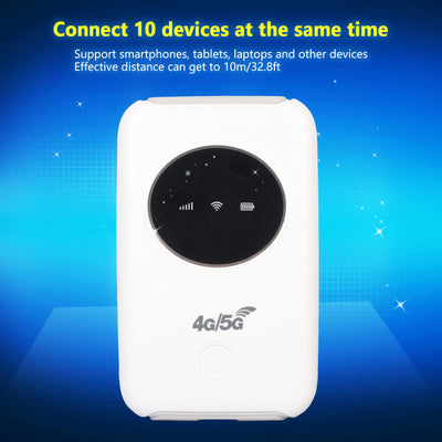 Asixxsix Tragbarer 5G-WLAN-Hotspot-Netzwerk-Router mit SIM-Kartensteckplatz, 300 Mbit/s Hochgeschwindigkeit, Anschluss von Bis zu 10 Geräten, Geeignet für Reisen, Arbeit, Live-Streaming