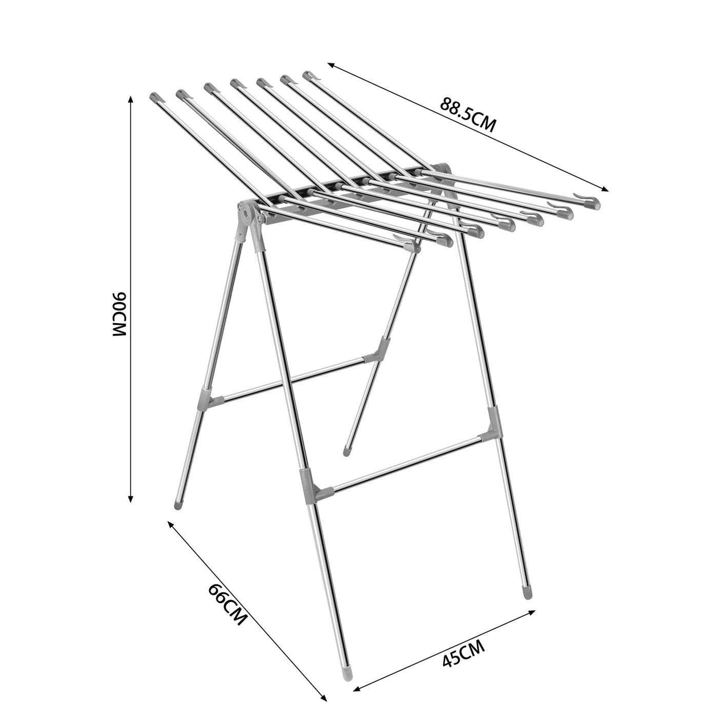Sinbide Wäscheständer Interieur Faltbarer Wäscheständer mit 2 Flügeln Wäscheständer Edelstahl Standtrockner Gewichtskapazität 10kg Wäschetrockner mit Clip Windschutz Wäschetrockner Outdoor