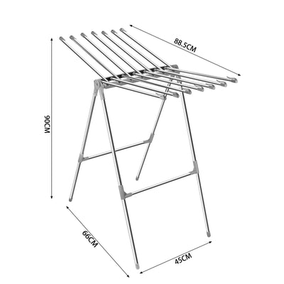 Sinbide Wäscheständer Interieur Faltbarer Wäscheständer mit 2 Flügeln Wäscheständer Edelstahl Standtrockner Gewichtskapazität 10kg Wäschetrockner mit Clip Windschutz Wäschetrockner Outdoor