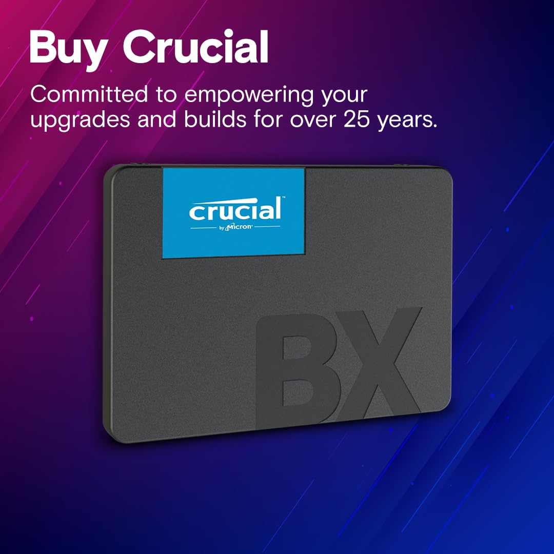 Crucial BX500 SATA SSD 480GB, 2,5" Interne SSD Festplatte, bis zu 540MB/s, 480GB SSD kompatibel mit Laptop und Desktop (PC), 3D NAND, Dynamische Schreibbeschleunigung - CT480BX500SSD1
