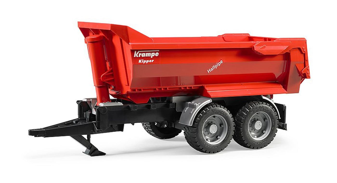 bruder 02225 - Krampe Tandem-Halfpipe-Kippanhänger - 1:16 Transportanhänger, Bordwandanhänger, Muldenkipper, Traktorzubehör, Landwirtschaft, Bauernhof