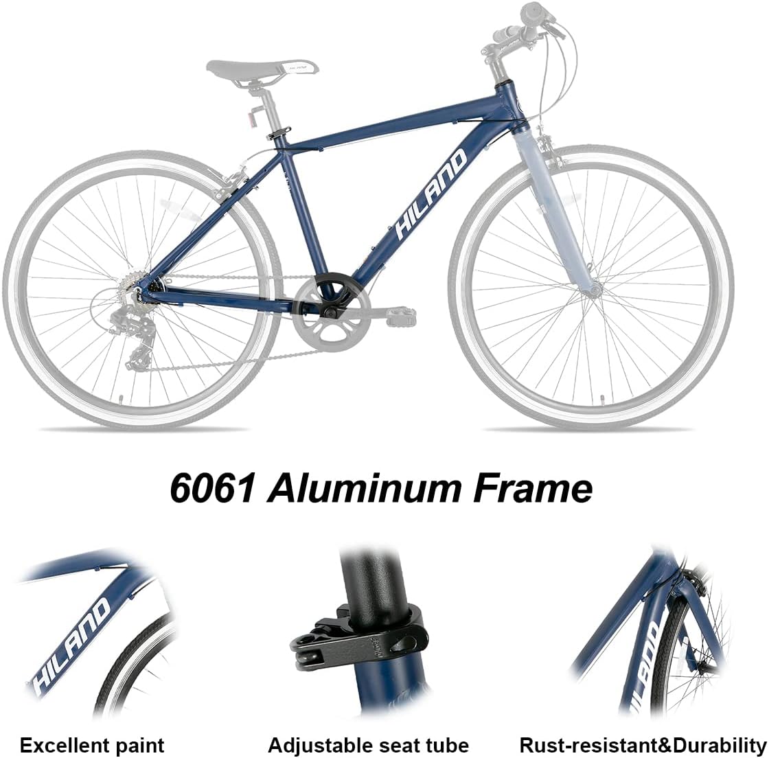 Hiland 28 Zoll 700C Trekking Bike Cityrad Damenrad 7 Gang Tiefem Durchstieg Hybrid Fahrrad Pendlerfahrrad für Frauen blau