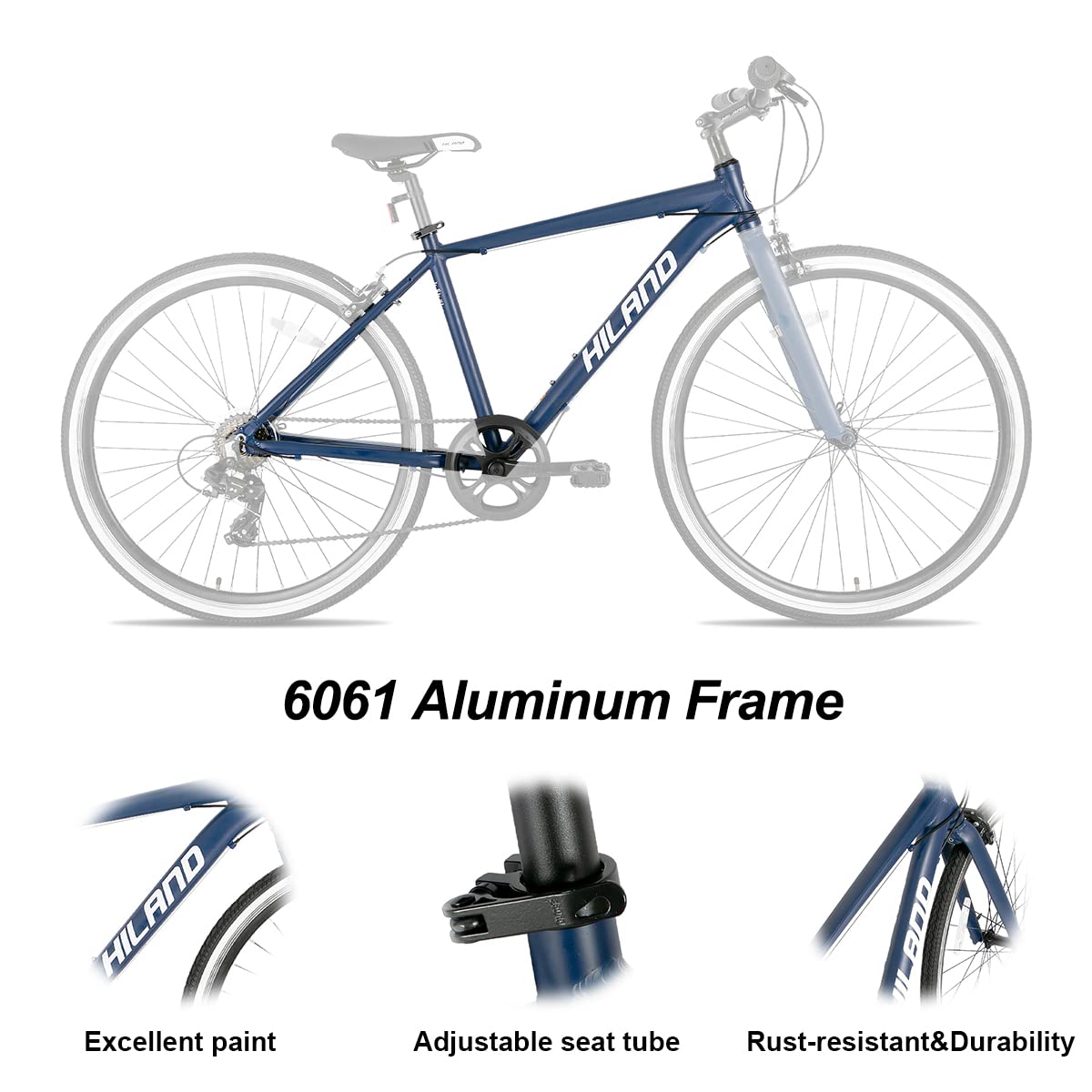 Hiland 28 Zoll Rennrad Citybike für Herren und Damen, 7-Gang City Pendlerfahrrad für Erwachsene, 700C Blau Fahrrad