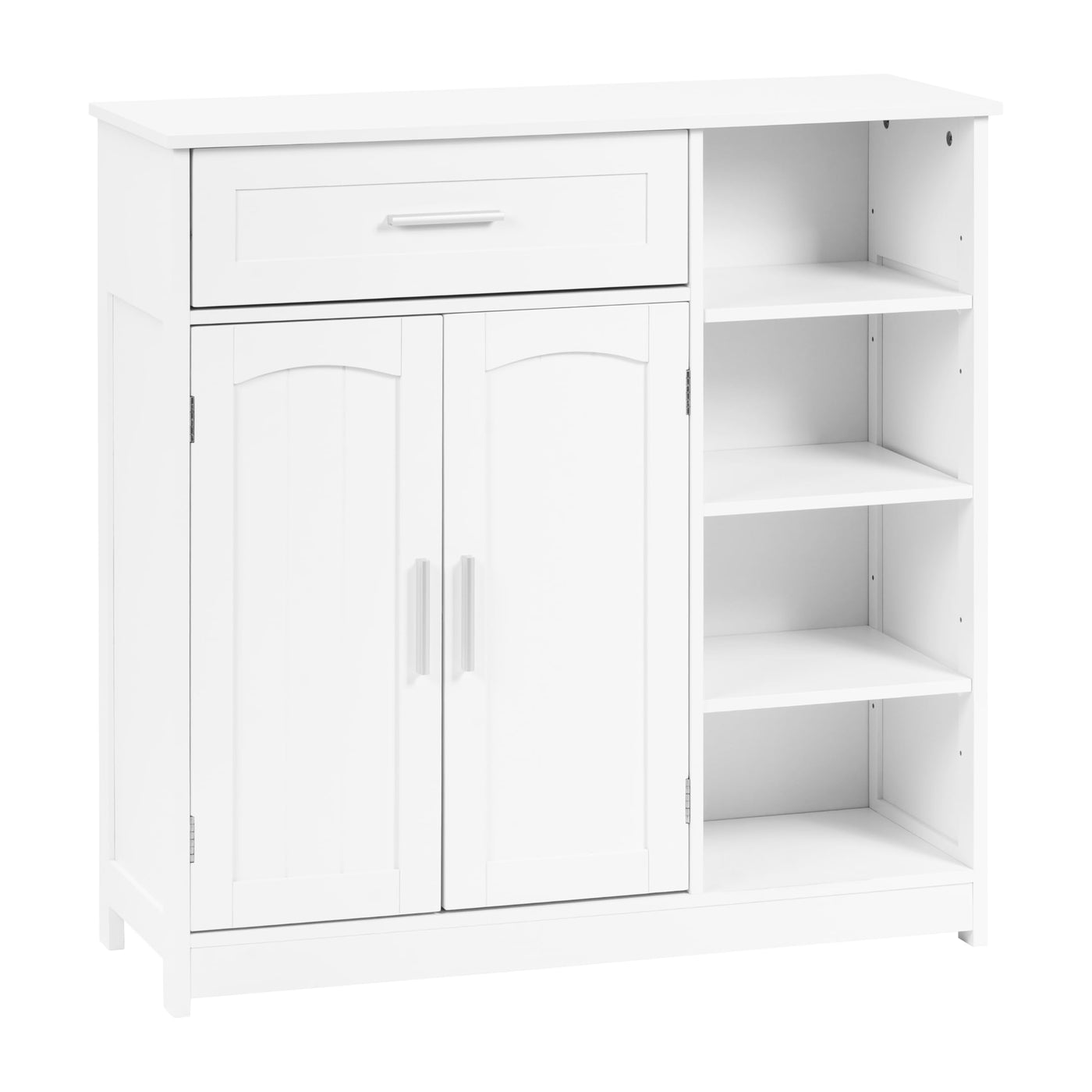 EUGAD Badezimmerschrank, Badschrank schmal, Aufbewahrungsschrank mit 1 Schublade, 2 Türen, verstellbaren Ablagen, Bad Schrank stehend, Kommode Badezimmer, 80x80,5x30 cm, Weiß