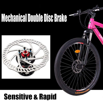 Wmmner Hardtail Mountain Trail Bike 24 Zoll Für Erwachsene Frauen, Mädchen Mountainbike Mit Vorderradaufhängung Und Mechanischen Scheibenbremsen, Rahmen Aus Kohlenstoffstahl Und Verstellbarem Sitz, We