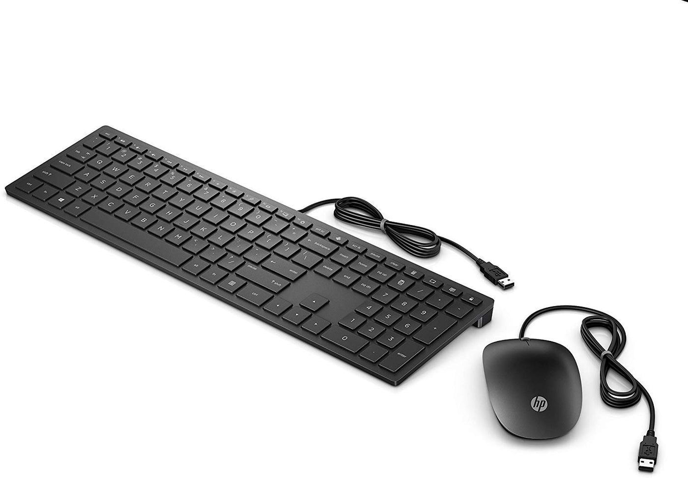 HP Pavilion 400 Bundle (4CE97AA) Tastatur und Maus mit Kabel (1.600 dpi, USB-Kabel, 3 Tasten, Scrollrad, QWERTZ Layout) schwarz