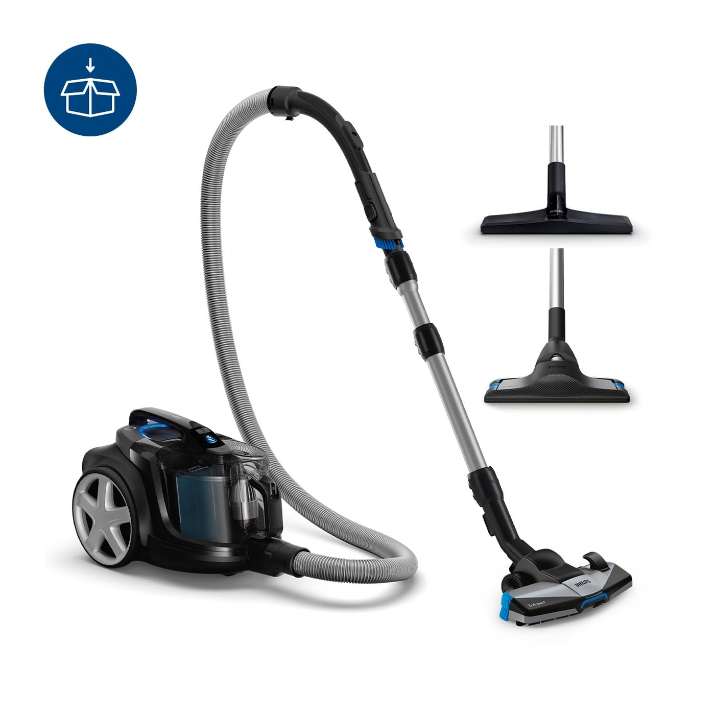 Philips FC9741/09 beutelloser Staubsauger PowerPro Expert (TriActive Standard-Düse, 900 W, 2 L Staubvolumen, integriertes Zubehör) schwarz