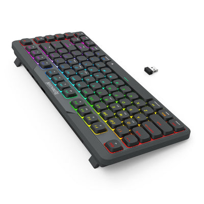 Redragon K706 PRO 75% kabellose Gasket RGB-Gaming-Tastatur, 3-Modi, 82 Tasten, kompakte mechanische Tastatur mit ultraflacher Platine, flachem linearen roten Schalter und Dual-Win/MAC-System