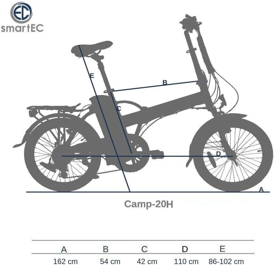smartEC Camp-20H E-Bike Klapprad 250W Hinterradmotor Li-Ion-Akku 36V/15,6Ah 20 Zoll E-Klapprad E-Faltrad Elektrofahrrad Reichweite 100km bis 25 km/h Modelljahr 2024 (Schwarz)