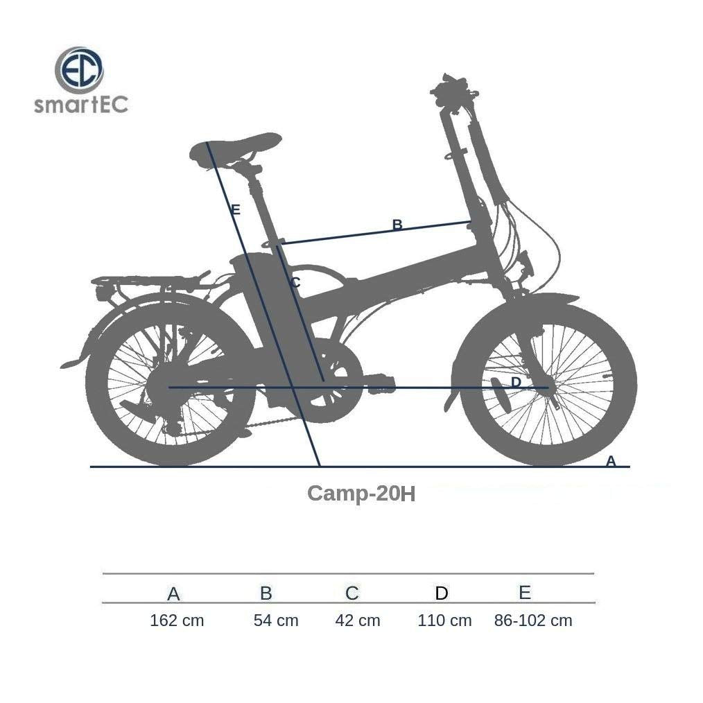 smartEC Camp-20H E-Bike Klapprad 250W Hinterradmotor Li-Ion-Akku 36V/15,6Ah 20 Zoll E-Klapprad E-Faltrad Elektrofahrrad Reichweite 100km bis 25 km/h Modelljahr 2024 (Schwarz)