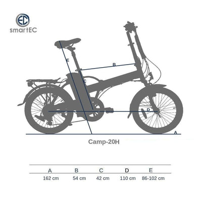 smartEC Camp-20H E-Bike Klapprad 250W Hinterradmotor Li-Ion-Akku 36V/15,6Ah 20 Zoll E-Klapprad E-Faltrad Elektrofahrrad Reichweite 100km bis 25 km/h Modelljahr 2024 (Schwarz)