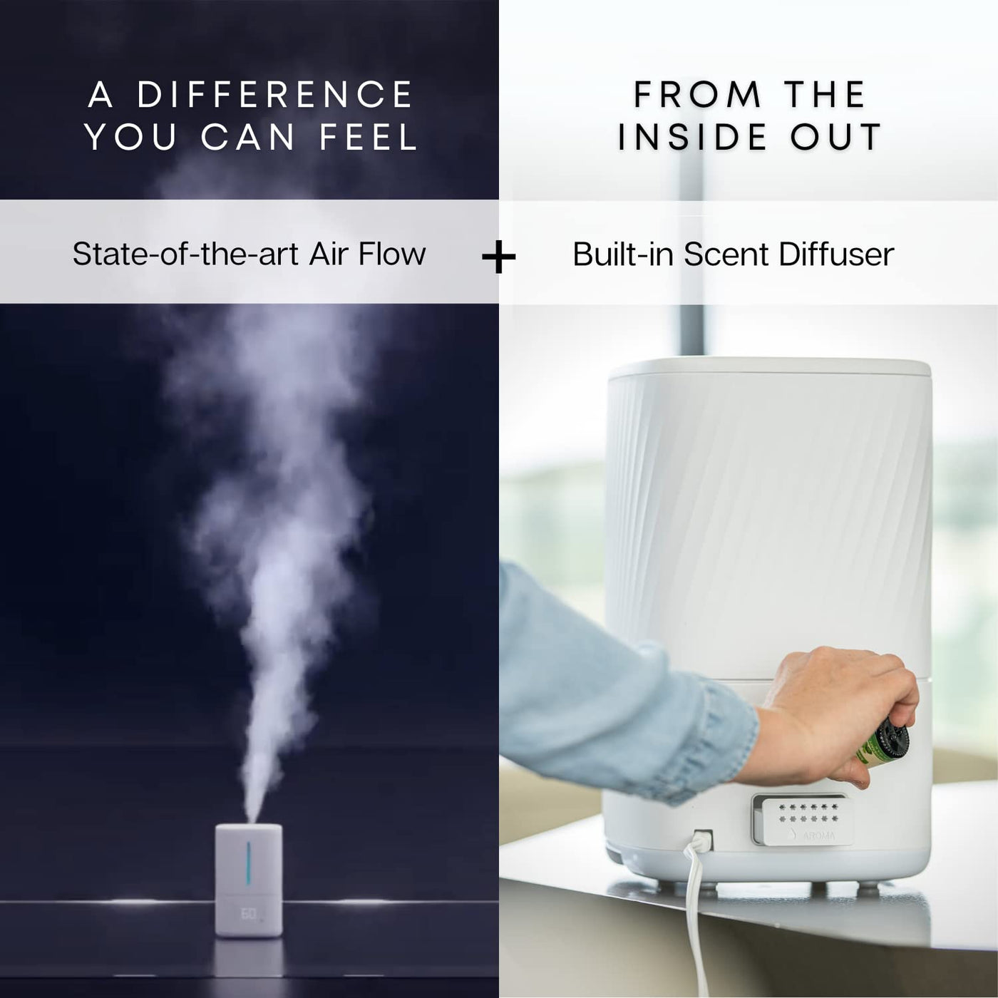 MIKO Luftbefeuchter mit kühlem und warmem Nebel, Ultraschall-Luftbefeuchter für große Räume und Schlafzimmer – Wasserfilter, automatischer Modus, kein Leck, Schlafmodus, integrierter Timer