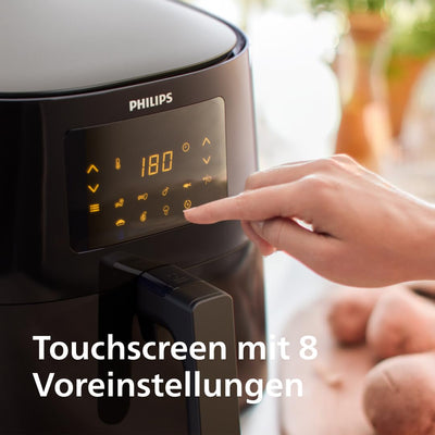 Philips 3000er Airfryer XL - Rapid Air Technologie, Frittieren mit bis zu 90% weniger Fett, 1,2 kg Fassungsvermögen, 6,2 l Größe, Touchscreen, Schwarz (HD9270/90)