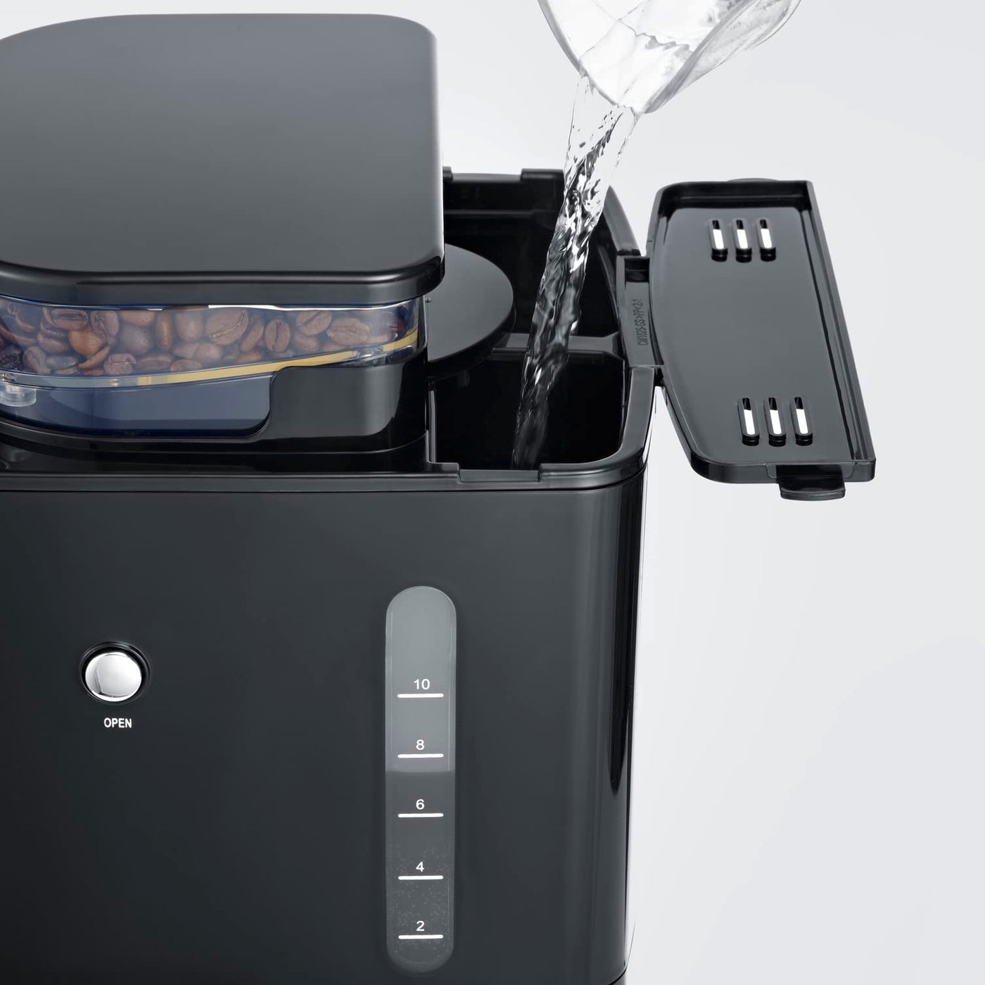 SEVERIN Kaffeemaschine mit Mahlwerk, Kaffeeautomat mit Glaskanne und Timer-Funktion, auch als Filterkaffeemaschine, für bis zu 10 Tassen Kaffee, 1000 Watt, schwarz/ Edelstahl, KA 4813