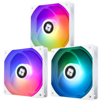 Thermalright TL-C12CW-S X3 CPU-Lüfter 120mm Weiß ARGB Gehäuselüfter, 4pin PWM Silent Computer Lüfter mit S-FDB Lager enthalten, bis zu 1550RPM Lüfter（3 Stück）
