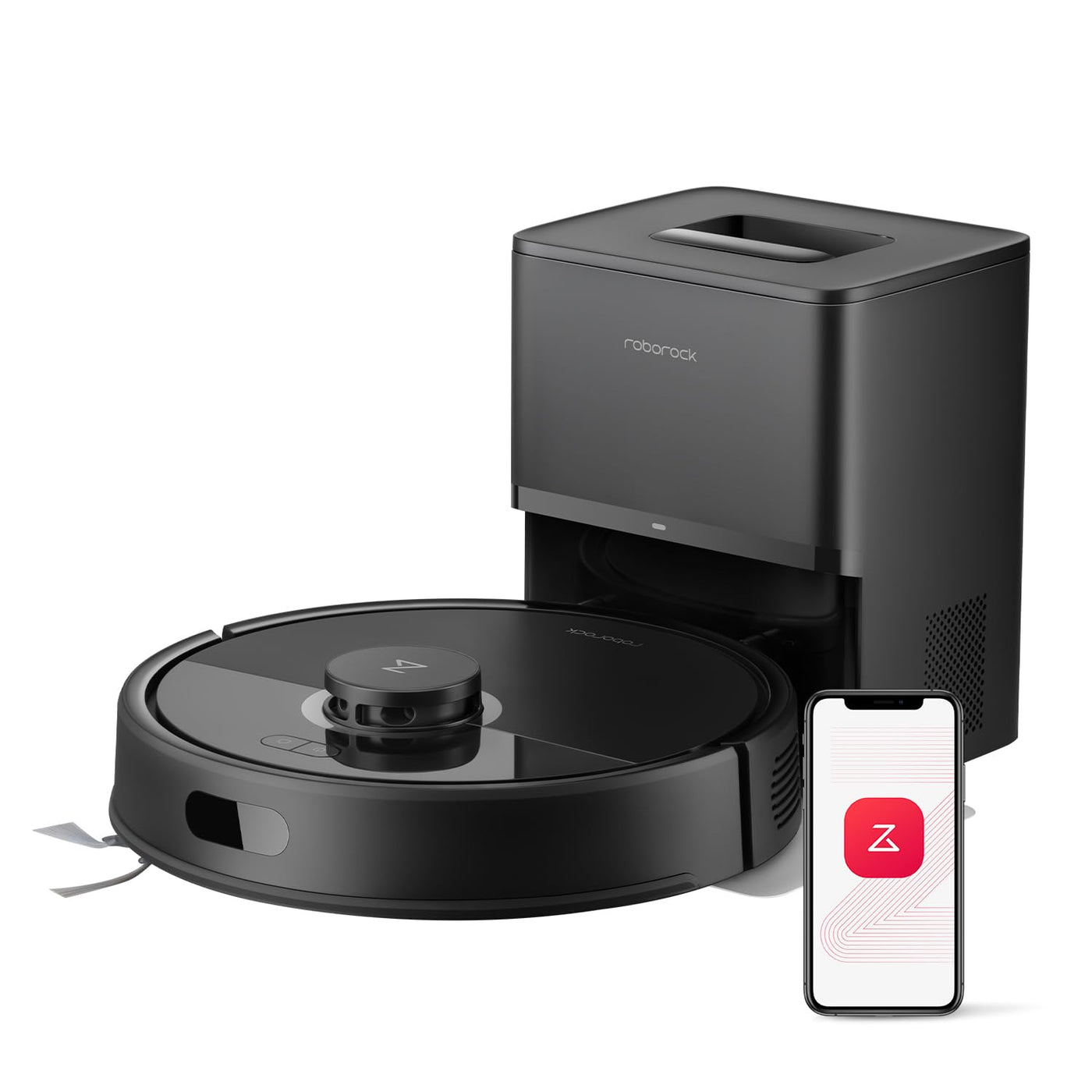 roborock Q7 L5+ Saugroboter mit Wischfunktion, Automatischer Staubentleerung, Dual Anti-Tangle System, 8.000 Pa Saugkraft, LiDAR-Navigation,Wischroboter für Teppich, Tierhaare, APP Steuerung(Schwarz)