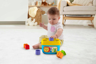 Fisher-Price Babys Erste Bausteine | Babyspielzeug ab 6 Monate, 9 Monate | Steckspiel ab 1 Jahr | Motorikspielzeug ab 6 Monate | Baby-Sortierspiel mit Sortierbox | Lern- & Formensortierspiel, FFC84