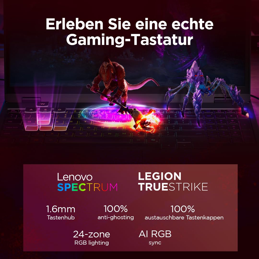 Lenovo Legion 5 Gaming AI Laptop | 15.1" WQXGA 165 Hz OLED Display | NVIDIA GeForce RTX 5060 | AMD Ryzen AI 7 350 | 16GB RAM | 1TB SSD | Win11 | QWERTZ | Eclipse Black | 3 Monate GamePass