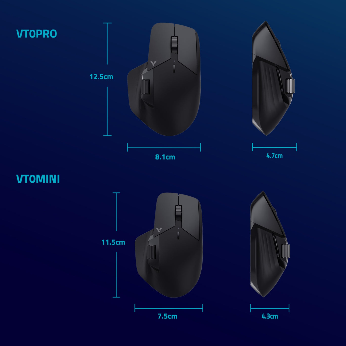 Rapoo VT0PRO kabellose 2,4 GHz High-Performance Gaming-Maus mit 26000 DPI optischem Sensor, 50 G Beschleunigung, 650 IPS, bis zu 160h Akkulaufzeit, PC/Mac - Schwarz