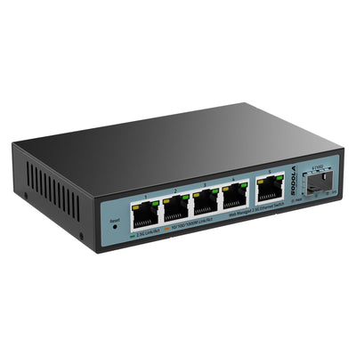 SODOLA 6 Port 2.5G Smart Web Ethernet Switch,1 10G SFP und 5 x 2.5G Base-T Ports,Unterstützt Statische Aggregation/QoS/VLAN/IGMP, Metall Lüfterloser Managed Multi-Gigabit Switch