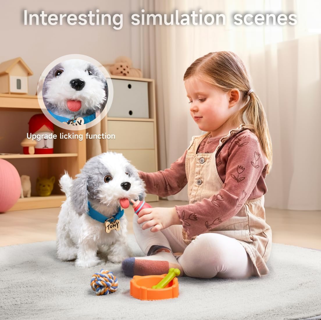 OR OR TU Hund Spielzeug Kinder Plüschwelpe Leckt Elektronische Haustiere mit Ferngesteuerter,Interaktives Spielzeug Hund der Läuft und Bellt für Kinder Mädchen Junge Geschenk