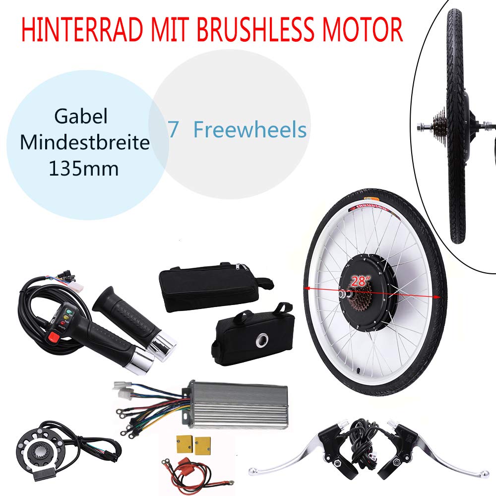 OBLLER 28" 48V/1000W Elektro-Fahrrad Kit Hinterrad Ebike Elektrofahrrad Umbausatz Kit (48V 1000W)