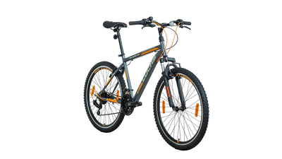 LUCHS "Kaku & Titan Mountainbike, MTB Jungen und Herrenfahrrad Vielseitiges Fahrrad mit 24", 26", 27.5" oder 29" und Federgabel (Silber/Orange, 24" Zoll (V-Brake))