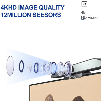 SKYSHL Ultra-HD 4K Kamera für Videokonferenzen 8 MIC Webcam Videokonferenzsystem mit Rauschunterdrückung,AI Tracking, Autofokus, Digitalzoom, für Besprechungsräume/Spiele/Unterricht/Streaming-VCC4K