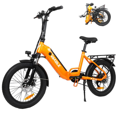 VAKOLE VT4 E-Bike Klapprad 20 Zoll Tiefeinsteiger Elektrofahrräder mit 36V 13Ah Akku, 75Km Reichweite - 3.0 Zoll Reifen E-Fahrrad, 7-Gang Fatbike Ebike für Herren Damen