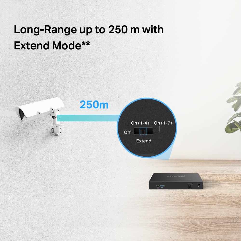 Mercusys MS108GP PoE Switch 8-Port Gigabit LAN Switch mit 7 PoE+ Ports, bis zu 30 W pro PoE-Port und 65 W für alle PoE-Ports, 802.3af/at PoE, lüfterlos, Plug-and-Play, Robustes Metallgehäuse