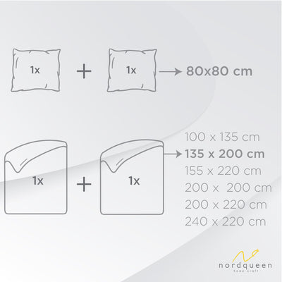 nordqueen Native Bettwäsche,100% Baumwolle mit Knopfdetail aus Kokosnussschale-KnopfBettbezug aus,Weiche und Angenehme Schlafkomfort (Miha, 4-TLG. 2 X 135X200 cm + 2 X 80X80 cm)