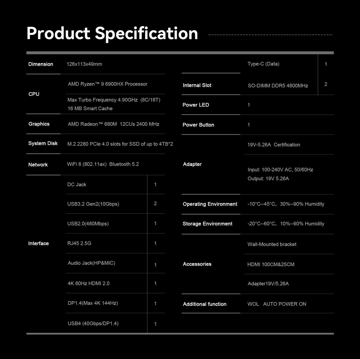 TRIGEKY S6 Pro Mini-PC AMD Ryzen 9 6900HX (bis zu 4,9 GHz, 8C/16T) Mikro-PC, 16 GB DDR5 RAM + 500 GB ROM SSD PCIe 4.0 Mini-Desktop-Gaming-PC│HDMI│DP│Typ-C│WiFi 6│BT5.2 │USB 4.0│LAN 2,5G