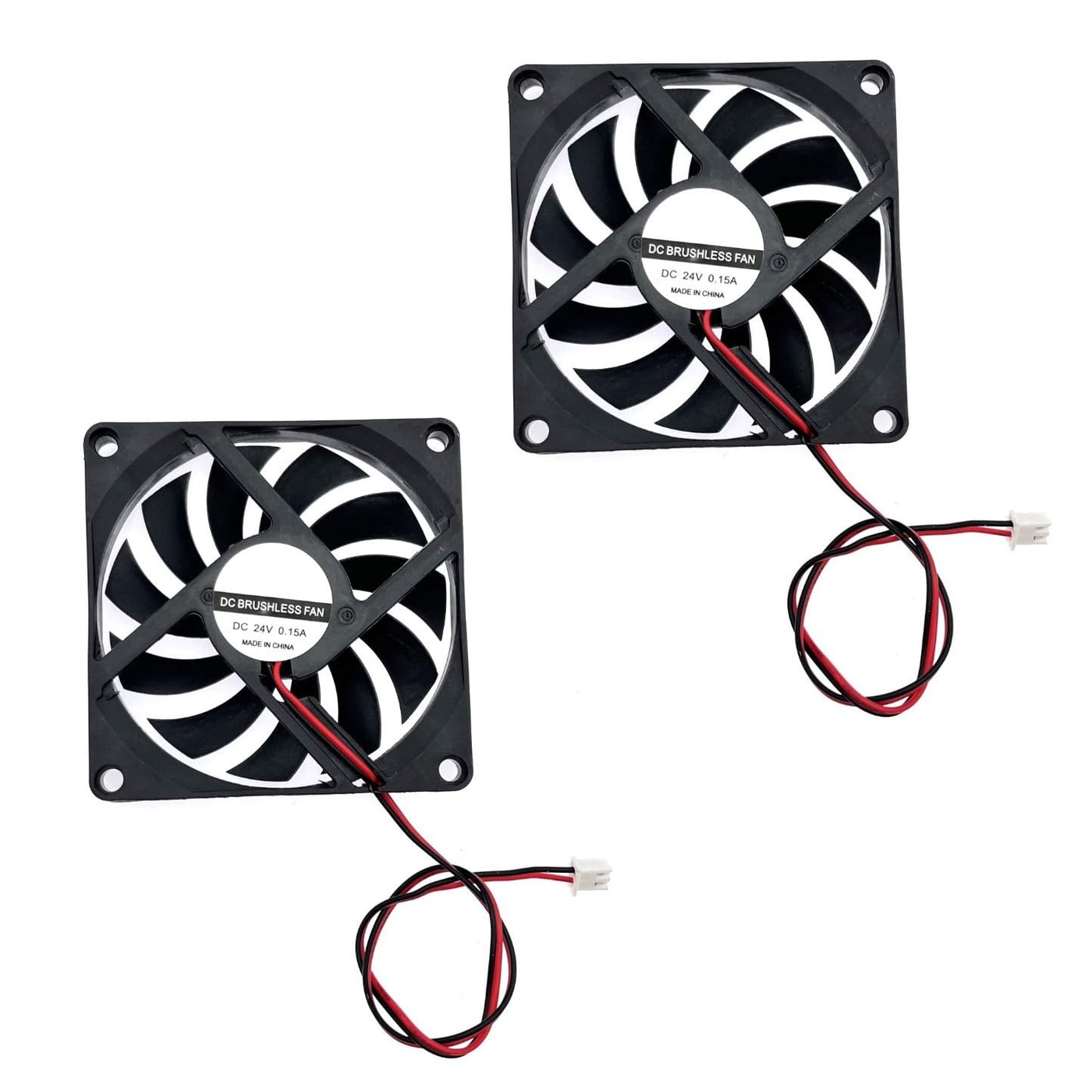 JZK 2 Stück DC 24V 8010 Silent Cooling Fan mit Drähten, PC-Lüfter 80mm, Computergehäuselüfter 8cm x 8cm x 1cm, DC Brushless Fan 24V, 3D-Drucker Lüfter mit Kabel