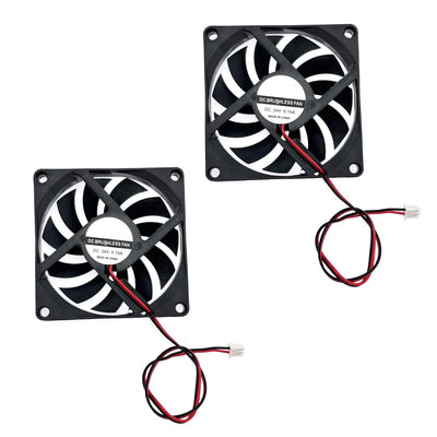 JZK 2 Stück DC 24V 8010 Silent Cooling Fan mit Drähten, PC-Lüfter 80mm, Computergehäuselüfter 8cm x 8cm x 1cm, DC Brushless Fan 24V, 3D-Drucker Lüfter mit Kabel